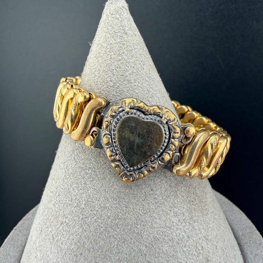 Vintage The D.F.B. Co. Carmen Expansion Bracelet Gold Heart Locket 5.5